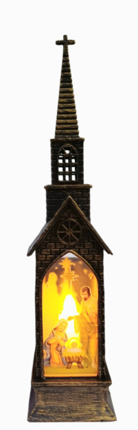 ВЕРТЕП Рожественский ФОНАРЬ Церковь  ↕22см ↔5,2см↔5,2см  Пластмасса с подсветкой