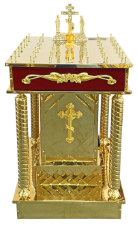 ПАНАХИДНИЙ СТІЛ на 54 свічки ↕92см ↔70 ↕70см Булат Оксамит  Сусальне Золото (02907)