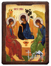 ТРОИЦА Старозаветная   ↕17см ↔13см Дерево Литография