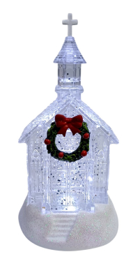 Рожественский ФОНАРЬ Церковь  ↕14см ↔7,5см  Пластмасса с подсветкой