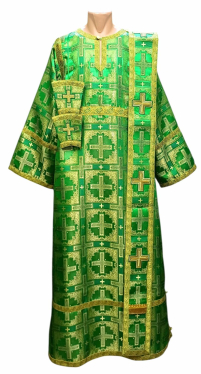 СТИХАРЬ Дьяконский + орарь + поручи   Зеленый 52р/д150см   Парча 