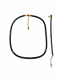 ШНУРОК+БРАСЛЕТ Чорний 50см Карабін КАУЧУК (резина) +  Медичний сплав 