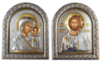 Пара Вседержитель Казанская   ↕26см ↔21см Полиграфия PVD(серебрение)