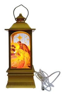 ВЕРТЕП Рожественский  ФОНАРЬ  ↕20,5см ↔7,5см↔7,5см Пластик с подсветкой и зарядным