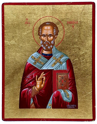 НИКОЛАЙ ЧУДОТВОРЕЦ   ↕19см ↔15см Дерево Шелкография Сусальное золото Греция