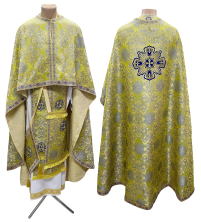 Облачення  Жовте  50р/д145см   Парча "Виноградна лоза,  промінчики"