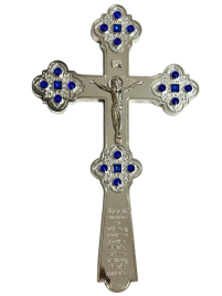 ХРЕСТ Напрестольний   ↕30см ↔17,5см  Нікель Синій