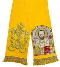 ЗАКЛАДКА для ЄВАНГЕЛІЄ "Миколай Чудотворець" Жовта 14/140см Габардин Вишивка