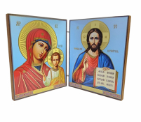 Складень "Вседержитель Казанська " ↕12см ↔10см  ДСП Літографія