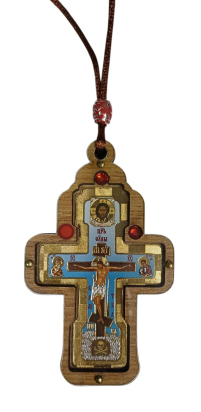 ПІДВІСКА хрест  ↕8.5см ↔6.2см   Дерево Оргскло