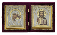 Складень Вседержитель Казанская   ↕23см ↔21см Фиолетовый Бархат