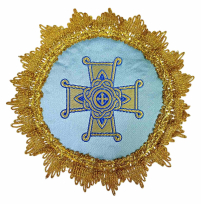 ПОДСТАВКА под подсвечник Голубая 16см Парча