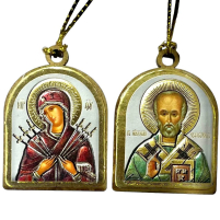 ПОДВЕСКА Умягчение злых сердец /Николай   3,5/2,5см   Дерево  Литография 