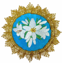 ПОДСТАВКА под подсвечник Голубая 16см Габардин + Бархат