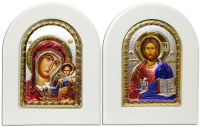 Пара Вседержитель Казанская   ↕9см ↔7,5см МДФ Полиграфия PVD(серебрение)