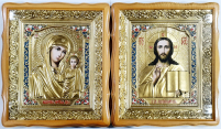 Пара Вседержитель Казанская   38/44см Оклад Эмаль