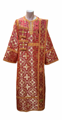 СТИХАРЬ Дияконський + орарь + поручні   Червоний 54р/д150см   Парча 