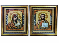 Пара Вседержитель  Казанська   ↕25,5см ↔22см Бурштин