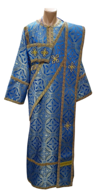 СТИХАРЬ Дияконський + орарь + поручні   Синій  54р/д150см   Парча 