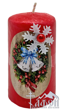 Свеча ДЕКОРАТИВНАЯ РОЖДЕСТВЕНСКАЯ   ↕8см  Парафин Ароматизированая