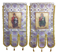 ХОРУГВИ Біло-фіолетові   ↕120см ↔60см Парча