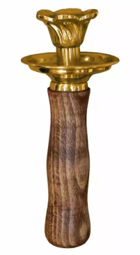 ПІДСВІЧНИК  в руку   ↕18см Ø8см Латунь Дерево