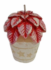 Свеча ДЕКОРАТИВНАЯ РОЖДЕСТВЕНСКАЯ   ↕7,5см  Парафин Пуансетия