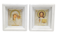 Пара Вседержитель Казанська   ↕20см ↔18см  Гальваніка Емаль Полотно