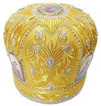 МИТРА   Желтая   Размер 62   Парча Вышивка   Камни Swarovski