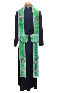 ОРАРЬ і ПОРУЧІ Зелені   ↔12см↕300см   Парча 