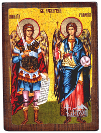 МИХАИЛ и ГАВРИИЛ   ↕23см ↔17см Дерево Литография