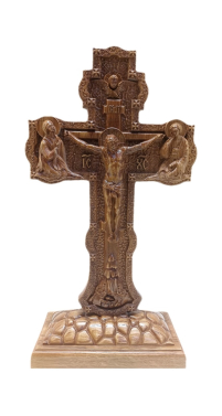 ХРЕСТ на підставці  РІЗБЛЕНИЙ  ↕50см ↔ 28см Дерев'яний ДУБ