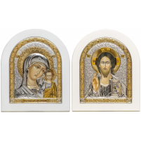 Пара Вседержитель Казанська   ↕15.5см ↔13см МДФ Сріблення Золочення Шовкографія Італія