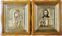 Пара Вседержитель Казанская   27/31см Оклад Эмаль
