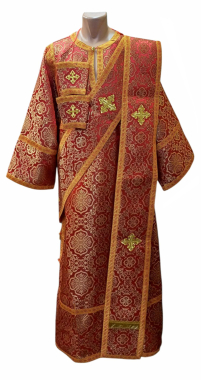 СТИХАРЬ Дияконський + орарь + поручні   Червоний 54р/д150см   Парча 