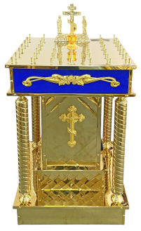 ПАНАХИДНИЙ СТІЛ на 39 свічок  ↕92см ↔60 ↕60см Булат Оксамит Сусальне Золото (02904)