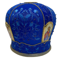 МИТРА   Синя   Розмір 57,5   Оксамит Вишивка 