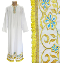 ПОДРИЗНИК   Белый   р56/д155см   Габардин Вышивка 