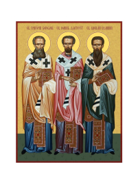 ТРИ СВЯТИТЕЛЯ (Григорий, Иоанн Златоуст, Василий Великий)   ↕20см ↔15см  МДФ Полиграфия