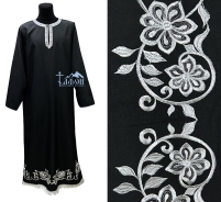 ПІДРИЗНИК   Чорний   р56/д150см   Габардин Вишивка "Квітка"