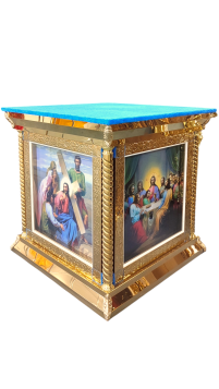 ОБЛАЧЕННЯ НА ПРЕСТІЛ  ↑107см ↔106см ↕106см  Синій, чеканка