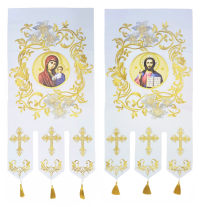 ХОРУГВИ Белые Вышитые ↕120см ↔60см Габардин