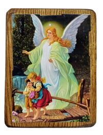 АНГЕЛ С ДЕТЬМИ   ↕17см ↔13см Дерево Литография