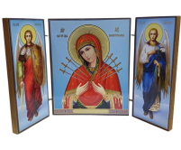 Складень "Семистрільна Б.М" (Арх. Михаїл та Гавриїл)  ↕8.5см ↔6см  ДСП Літографія