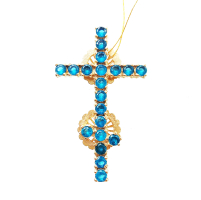 Крест на клобук латунный в позол.со вставками 4,76