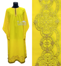 ПІДРИЗНИК   Жовтий   р52/д155см   Габардин Вишивка (Хрест ПЦУ) 