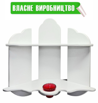 ПОЛИЧКА кутова під ІКОНИ зі стаканом  Біла  ↔56м  ↕63см  МДФ 