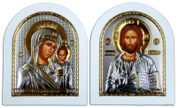Пара Вседержитель Казанская   ↕18см ↔15см Полиграфия PVD(серебрение)