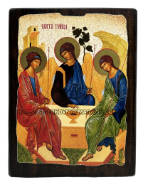 ТРОИЦА Старозаветная   ↕23см ↔17см Дерево Литография