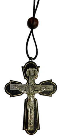 ПОДВЕСКА крест  ↕8,5см ↔5,5см   Дерево Металл